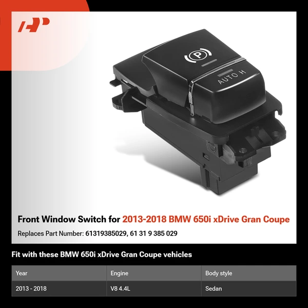 Front Window Switch for 2013-2018 BMW 650i xDrive Gran Coupe