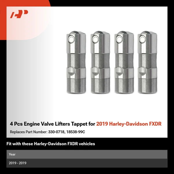 4 Pcs Engine Valve Lifters Tappet for 2019 Harley-Davidson FXDR 