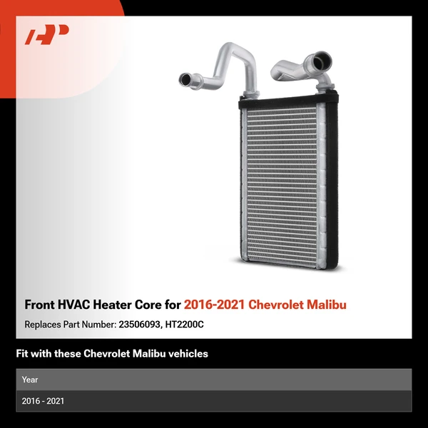 Front HVAC Heater Core for 2016-2021 Chevrolet Malibu