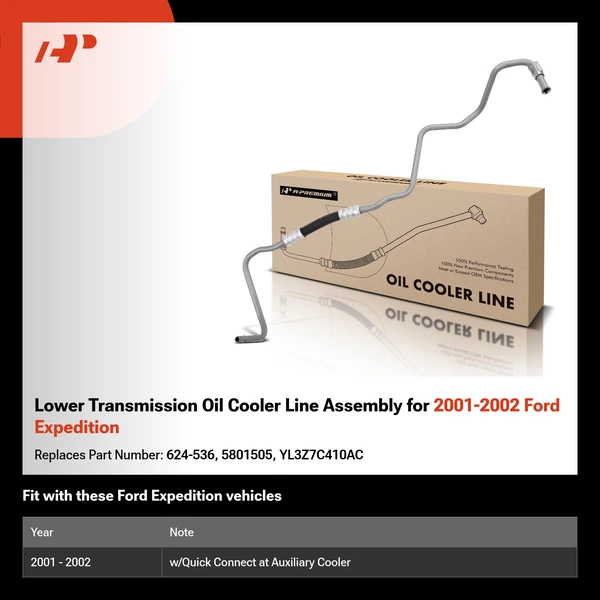Lower Transmission Oil Cooler Line Assembly for 2001-2002 Ford Expedition