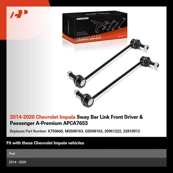 2014-2020 Chevrolet Impala Sway Bar Link Front Driver & Passenger A-Premium APCA7653