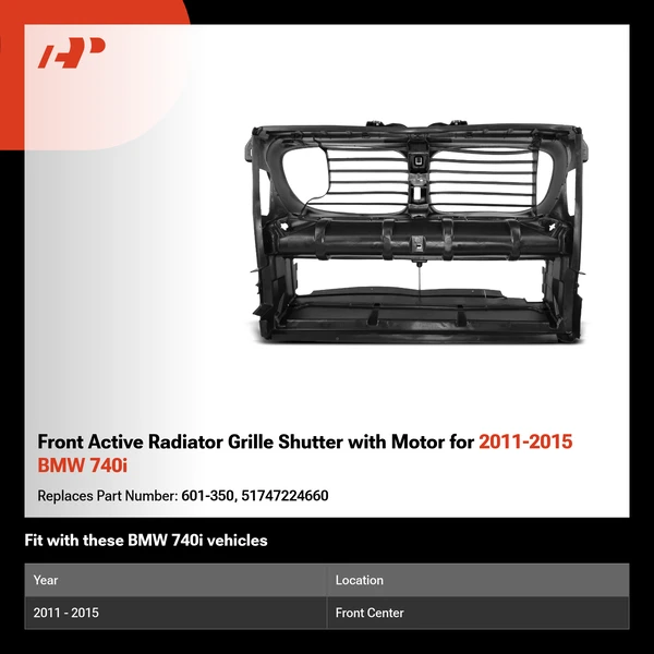 Front Active Radiator Grille Shutter with Motor for 2011-2015 BMW 740i