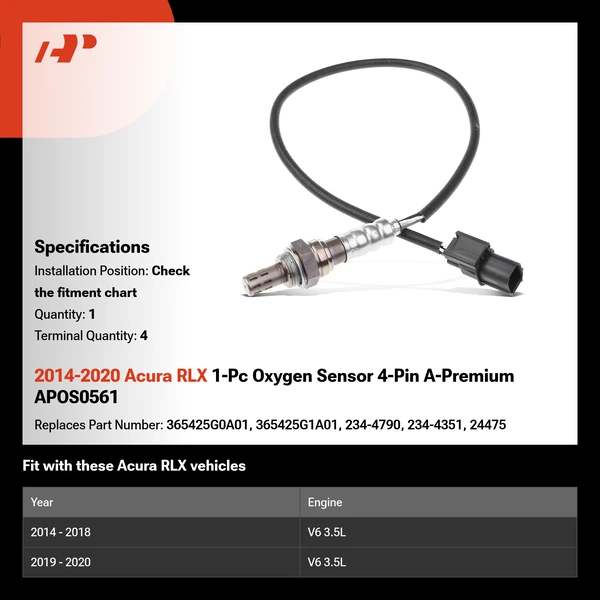2014-2020 Acura RLX 1-Pc Oxygen Sensor 4-Pin A-Premium APOS0561