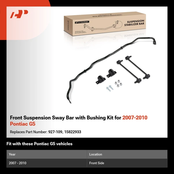 Front Suspension Sway Bar with Bushing Kit for 2007-2010 Pontiac G5