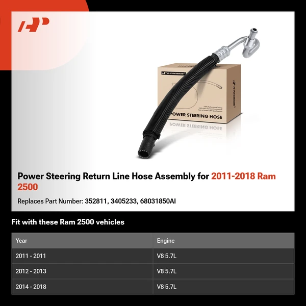 Power Steering Return Line Hose Assembly for 2011-2018 Ram 2500