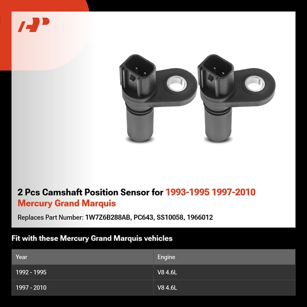 2 Pcs Camshaft Position Sensor for 1993-1995 1997-2010 Mercury Grand Marquis