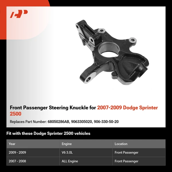 Front Passenger Steering Knuckle for 2007-2009 Dodge Sprinter 2500