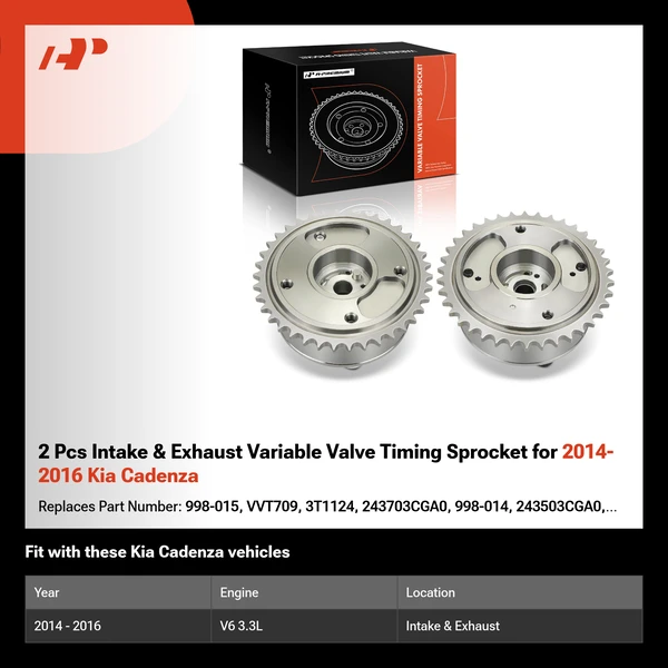 2 Pcs Intake & Exhaust Variable Valve Timing Sprocket for 2014-2016 Kia Cadenza