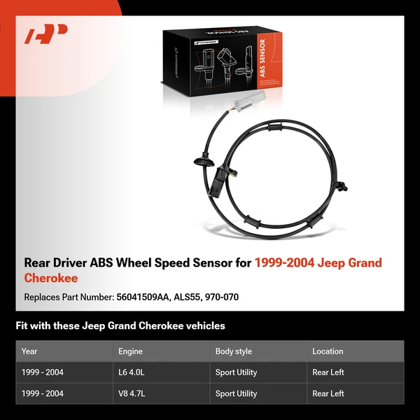 Rear Driver ABS Wheel Speed Sensor for 1999-2004 Jeep Grand Cherokee