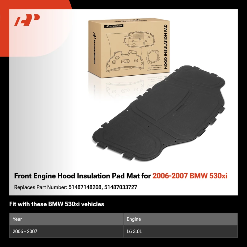 Front Engine Hood Insulation Pad Mat for 2006-2007 BMW 530xi