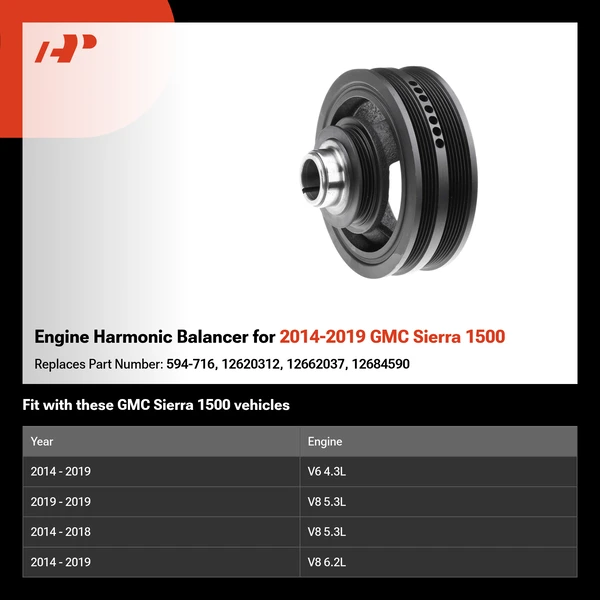 Engine Harmonic Balancer for 2014-2019 GMC Sierra 1500
