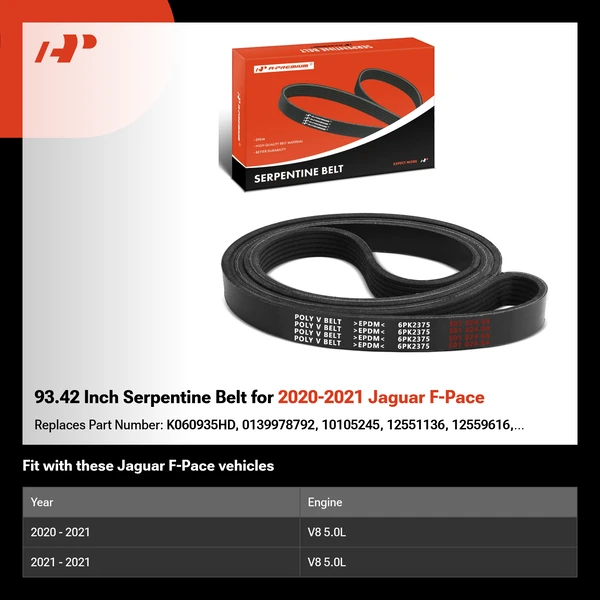 93.42 Inch Serpentine Belt for 2020-2021 Jaguar F-Pace