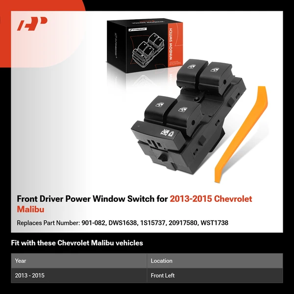 Front Driver Power Window Switch for 2013-2015 Chevrolet Malibu