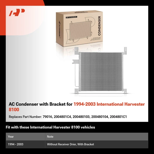 AC Condenser with Bracket for 1994-2003 International Harvester 8100