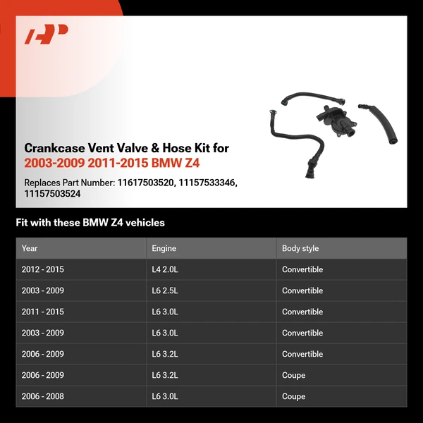 Crankcase Vent Valve & Hose Kit for 2003-2009 2011-2015 BMW Z4