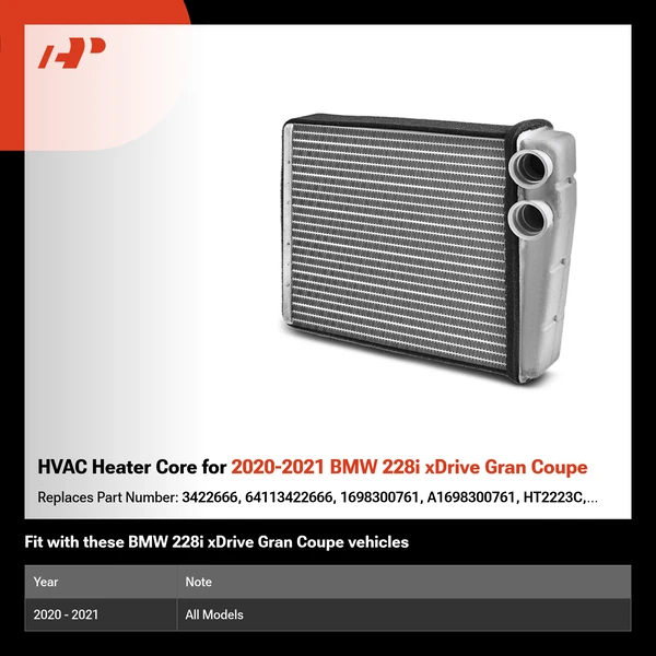 HVAC Heater Core for 2020-2021 BMW 228i xDrive Gran Coupe