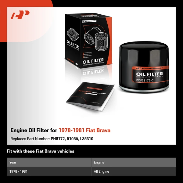 Engine Oil Filter for 1978-1981 Fiat Brava