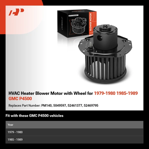 HVAC Heater Blower Motor with Wheel for 1979-1980 1985-1989 GMC P4500