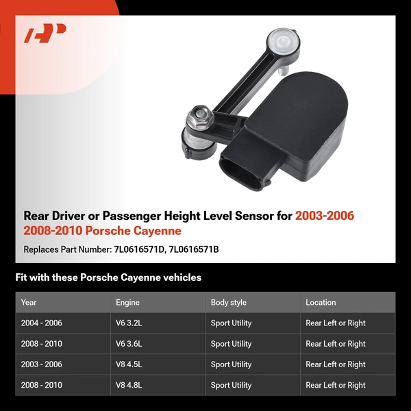 Rear Driver or Passenger Height Level Sensor for 2003-2006 2008-2010 Porsche Cayenne