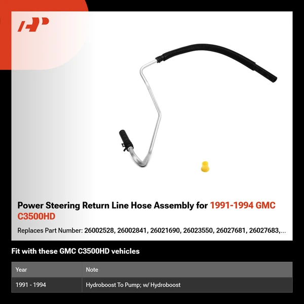 Power Steering Return Line Hose Assembly for 1991-1994 GMC C3500HD