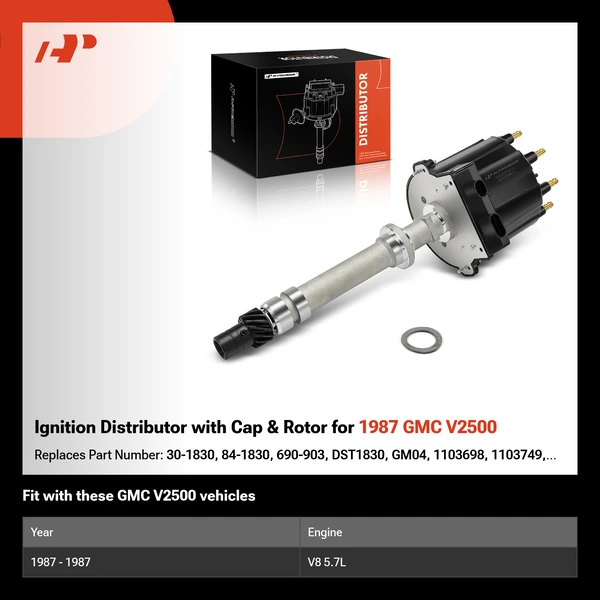 Ignition Distributor with Cap & Rotor for 1987 GMC V2500