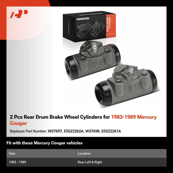 2 Pcs Rear Drum Brake Wheel Cylinders for 1983-1989 Mercury Cougar