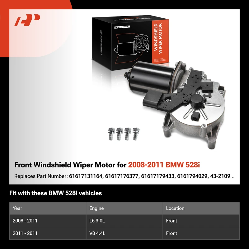 Front Windshield Wiper Motor for 2008-2011 BMW 528i