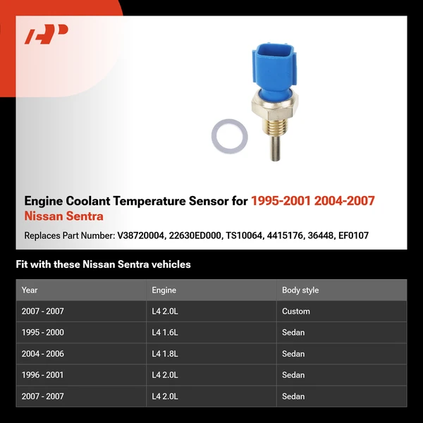 Engine Coolant Temperature Sensor for 1995-2001 2004-2007 Nissan Sentra