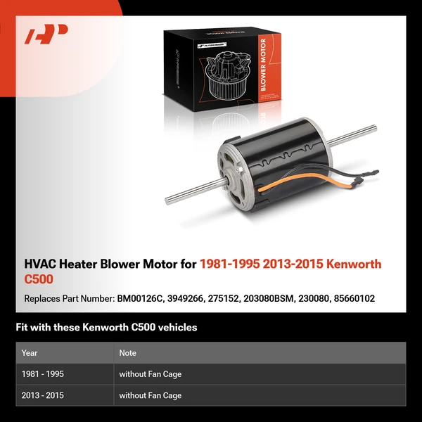 HVAC Heater Blower Motor for 1981-1995 2013-2015 Kenworth C500