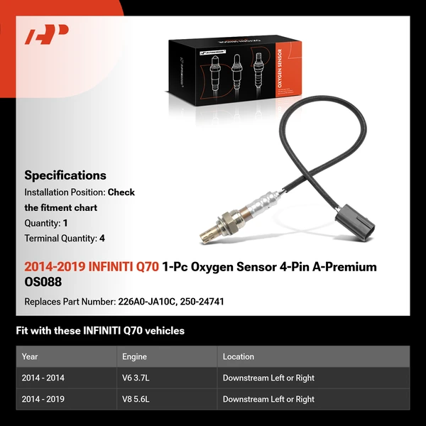 2014-2019 INFINITI Q70 1-Pc Oxygen Sensor 4-Pin A-Premium OS088