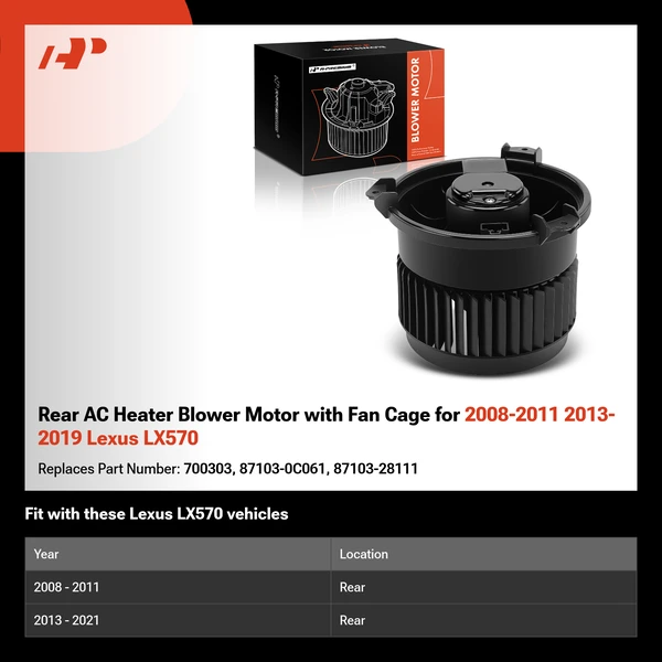 Rear AC Heater Blower Motor with Fan Cage for 2008-2011 2013-2019 Lexus LX570