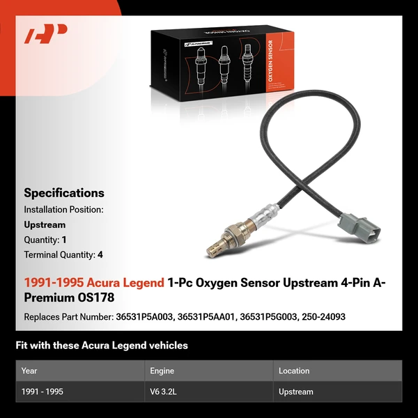 1991-1995 Acura Legend 1-Pc Oxygen Sensor Upstream 4-Pin A-Premium OS178