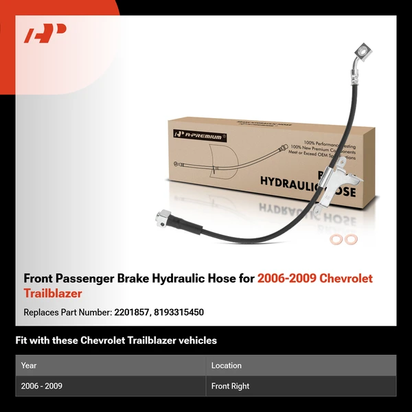 Front Passenger Brake Hydraulic Hose for 2006-2009 Chevrolet Trailblazer