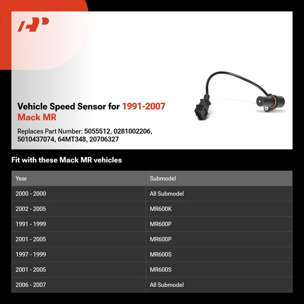 Vehicle Speed Sensor for 1991-2007 Mack MR