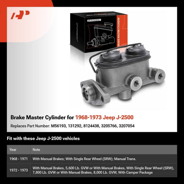 Brake Master Cylinder for 1968-1973 Jeep J-2500