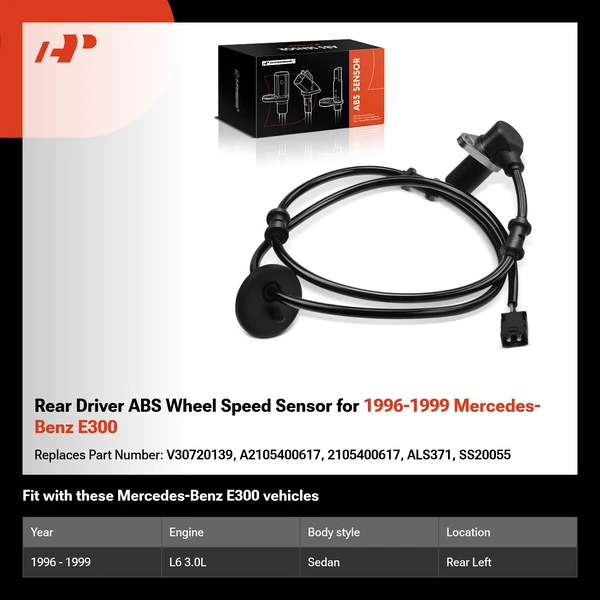 Rear Driver ABS Wheel Speed Sensor for 1996-1999 Mercedes-Benz E300