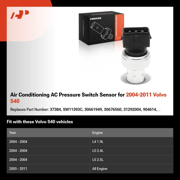 Air Conditioning AC Pressure Switch Sensor for 2004-2011 Volvo S40