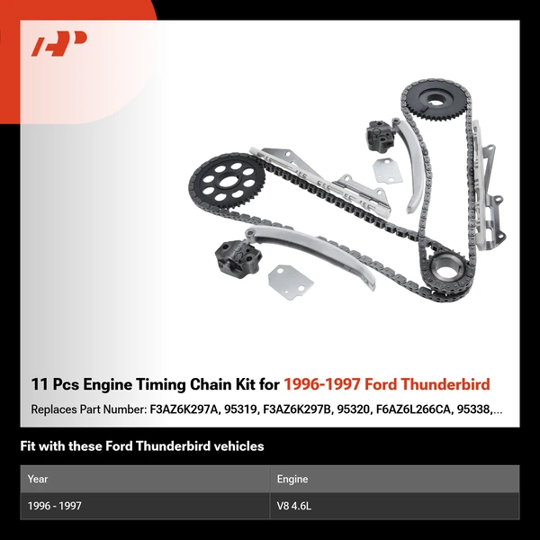 11 Pcs Engine Timing Chain Kit for 1996-1997 Ford Thunderbird