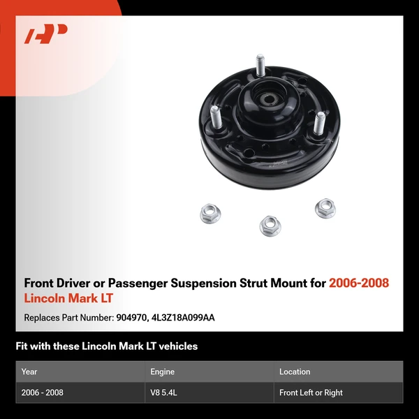 Front Driver or Passenger Suspension Strut Mount for 2006-2008 Lincoln Mark LT