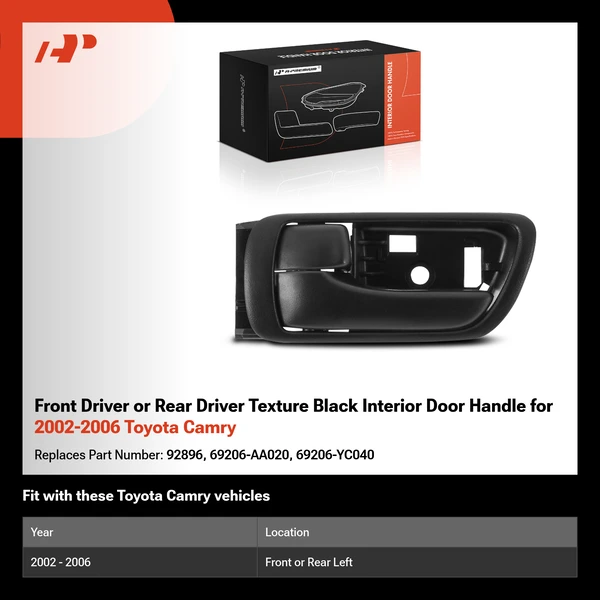 Front Driver or Rear Driver Texture Black Interior Door Handle for 2002-2006 Toyota Camry