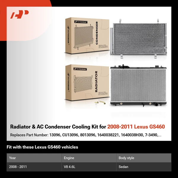 Radiator & AC Condenser Cooling Kit for 2008-2011 Lexus GS460