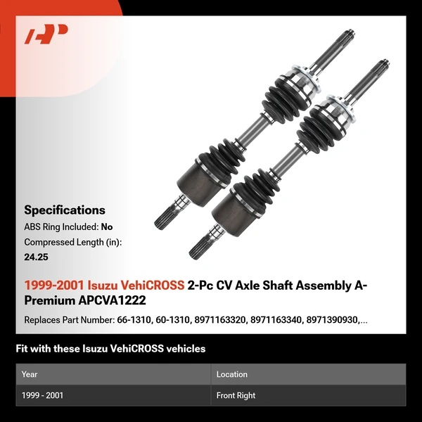 1999-2001 Isuzu VehiCROSS 2-Pc CV Axle Shaft Assembly A-Premium APCVA1222