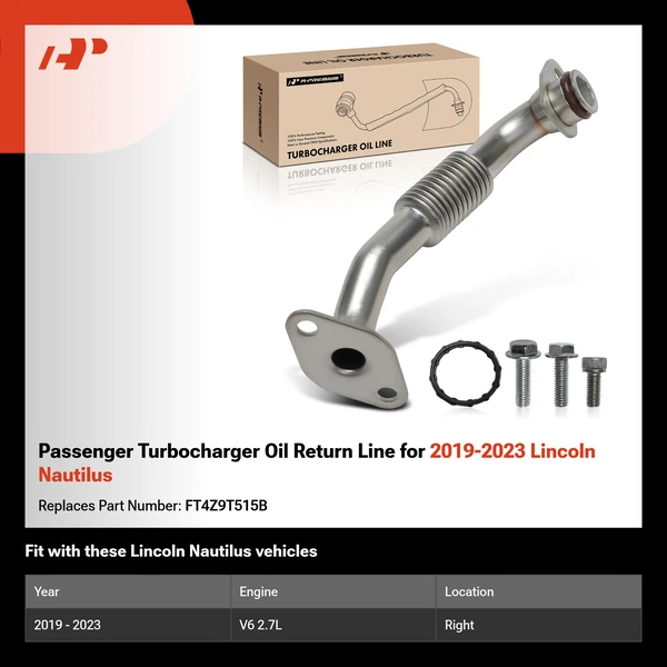 Passenger Turbocharger Oil Return Line for 2019-2023 Lincoln Nautilus