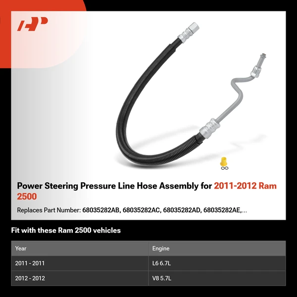 Power Steering Pressure Line Hose Assembly for 2011-2012 Ram 2500