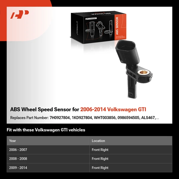 ABS Wheel Speed Sensor for 2006-2014 Volkswagen GTI