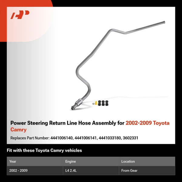 Power Steering Return Line Hose Assembly for 2002-2009 Toyota Camry