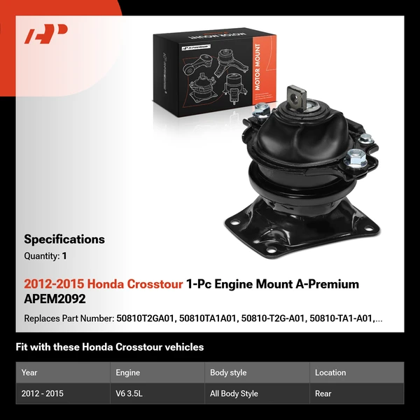 2012-2015 Honda Crosstour 1-Pc Engine Mount A-Premium APEM2092