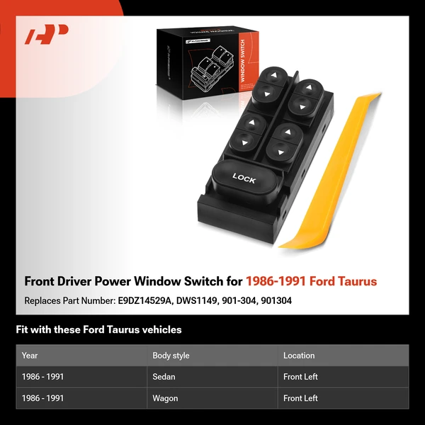 Front Driver Power Window Switch for 1986-1991 Ford Taurus