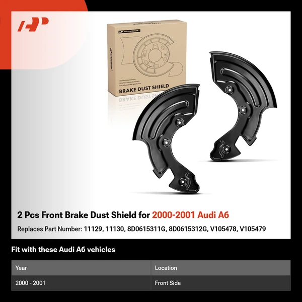 2 Pcs Front Brake Dust Shield for 2000-2001 Audi A6