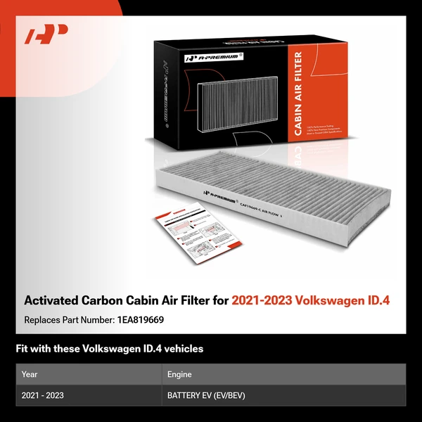Activated Carbon Cabin Air Filter for 2021-2023 Volkswagen ID.4